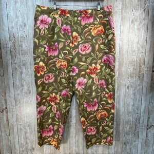 Talbots Vintage Women's Tropical Floral Stretch Ankle Pants‎ Size 18